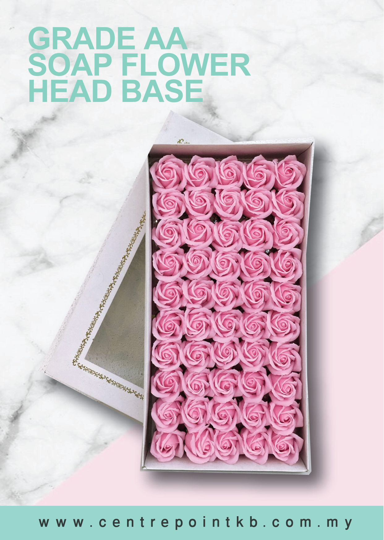 Grade AA Soap Flower Head Base (50pcs/Box) + Flower Stick (50pcs) 【Optional】