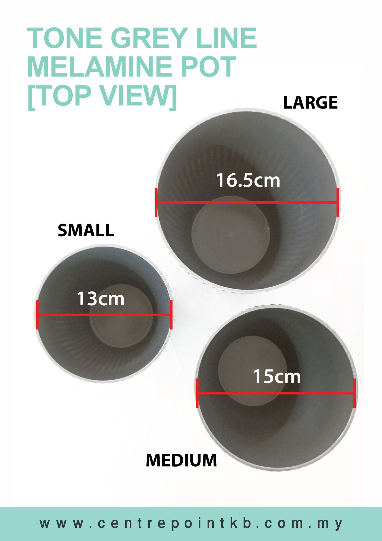 Tone Grey Line Melamine Pot (Pieces)