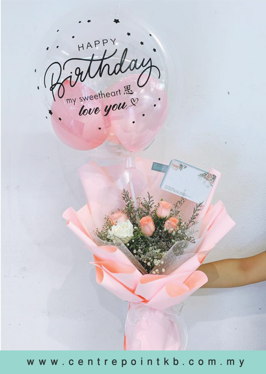 5 Roses Bouquet With Bobo Balloon (RM 110.00)