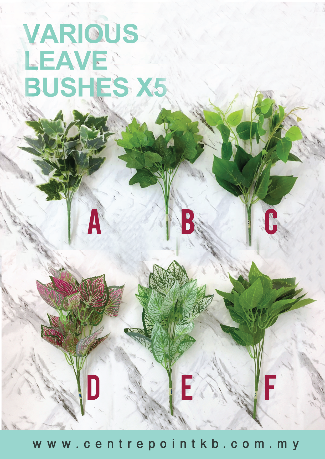 Various Leave Bushes x5 (Pieces / Dozen)