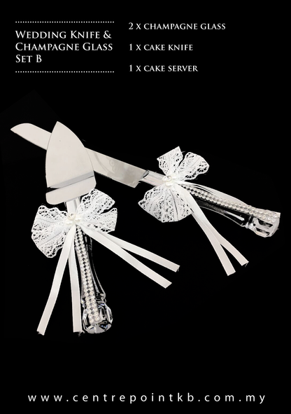 Wedding Knife & Champagne Glass Set B